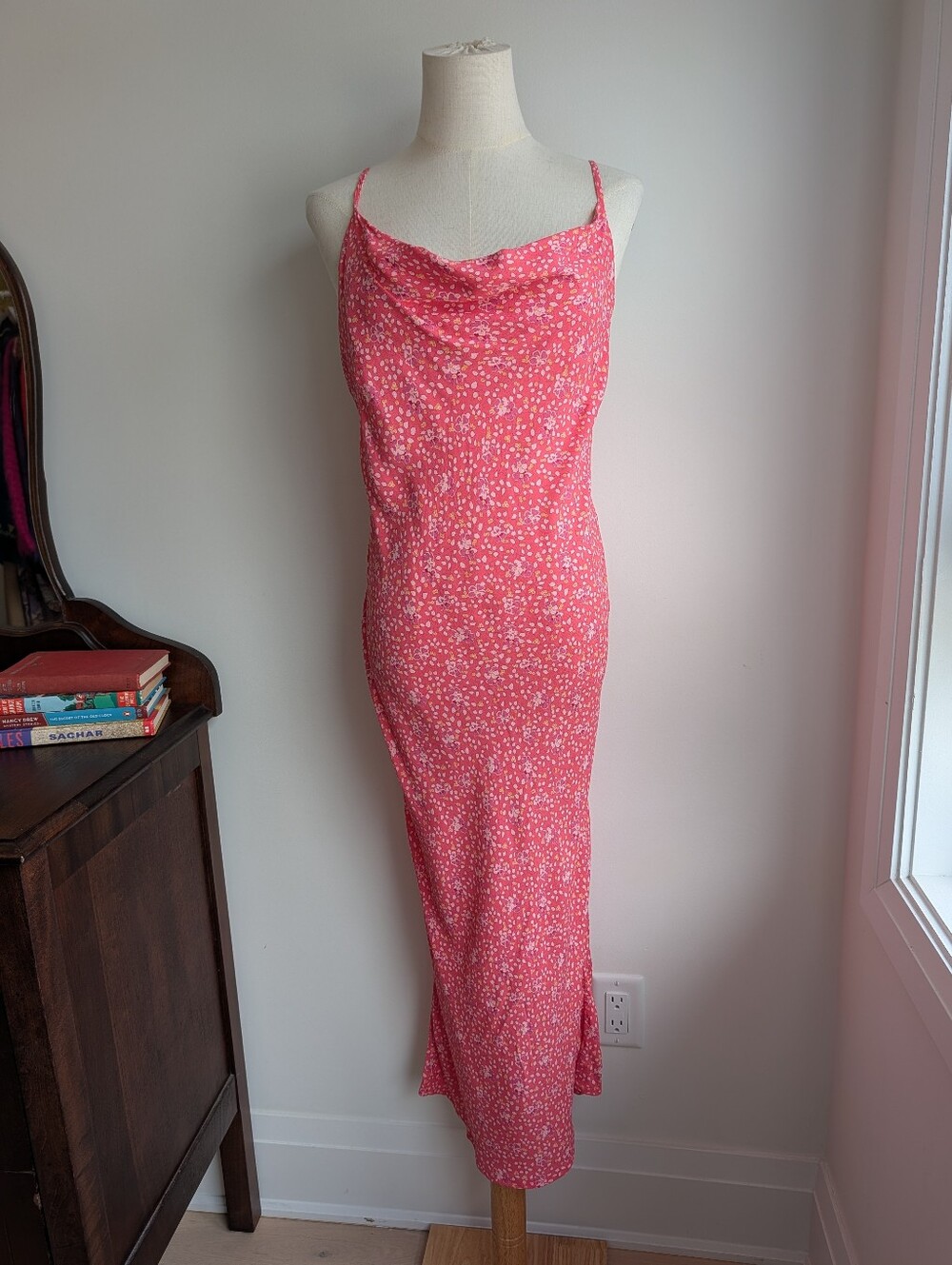 GAP Vintage Pink Floral Bias Cut Midi Dress